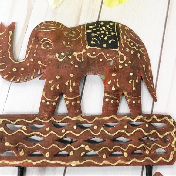 Metal Boho elephant Wall hanging hook Decor hooks - Picture 2 of 6